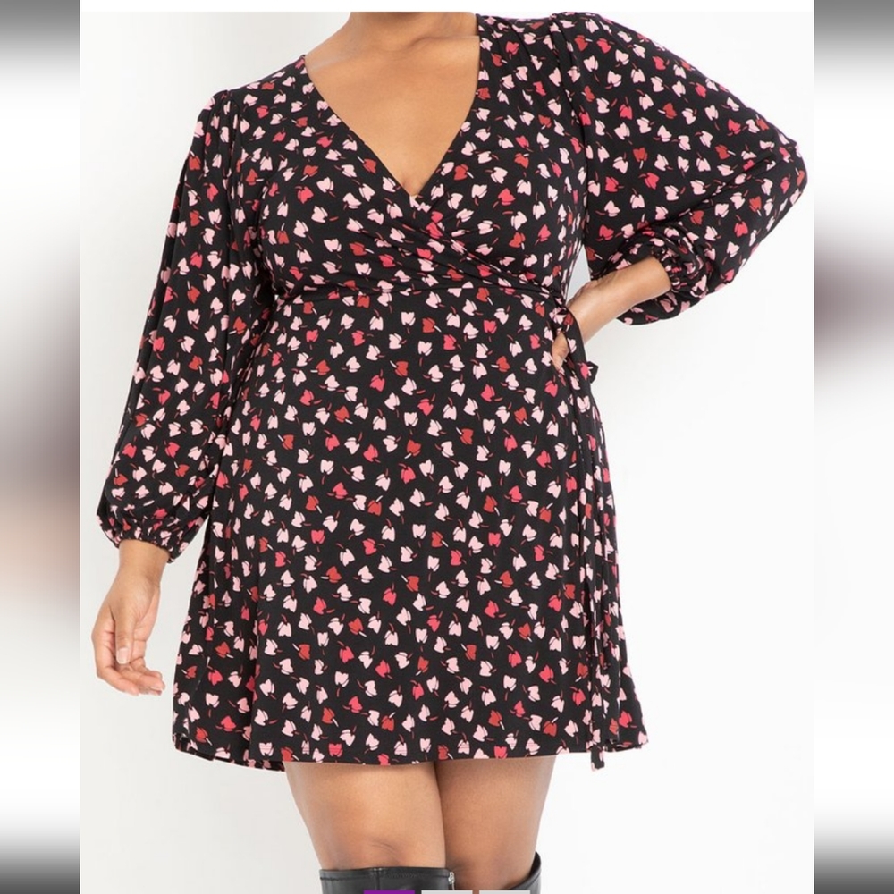 Eloquii Petal Full Sleeve Wrap Dress, size 22